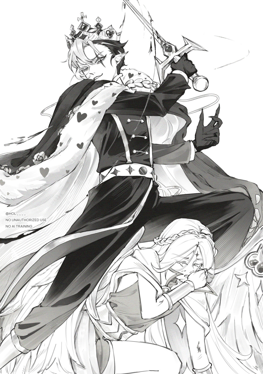 2boys, belt, blood, braid, bridal_gauntlets, cape, claws, cookie_run
