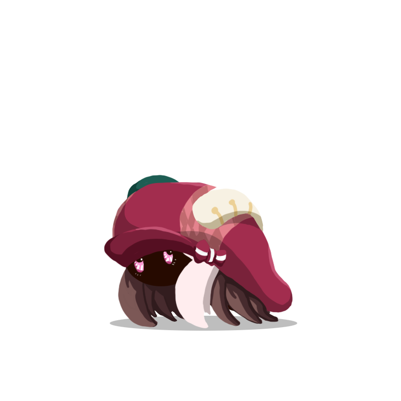 animal, animalization, bow, brown_hair, carcinization, crab, ear_covers, hat