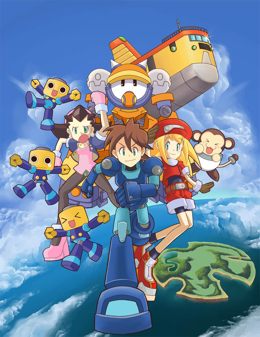 airship, armor, belt, blonde_hair, bon_bonne, brown_hair, capcom, cloud