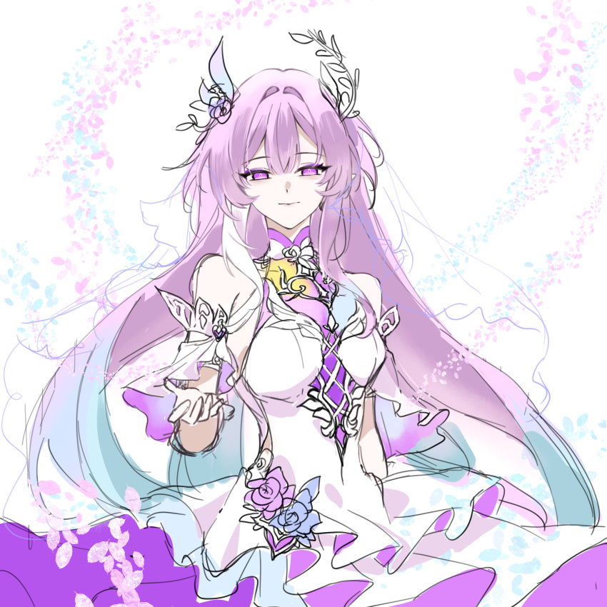 1girl, aqua_hair, bare_shoulders, breasts, chinese_commentary, commentary_request, cyrene_(demiurge)_(honkai:_star_rail), cyrene_(honkai:_star_rail)