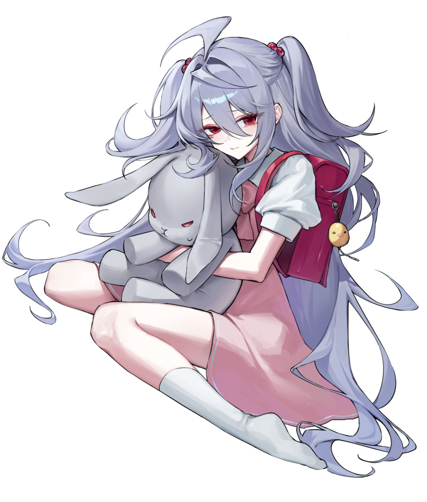 1girl, aco_(aco_7313), ahoge, bird, black_survival, charm_(object), commentary_request, dress