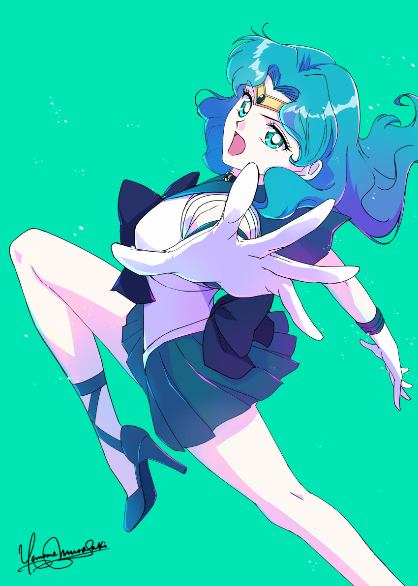 absurdres, angry, aqua_hair, aqua_sailor_collar, aqua_shoes, aqua_skirt, birthday, bishoujo_senshi_sailor_moon