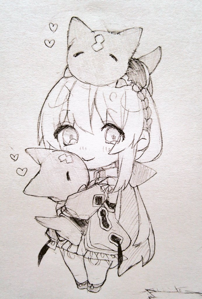 1girl, chibi, chibi_only, closed_eyes, commentary_request, creature, creature_on_head, dress