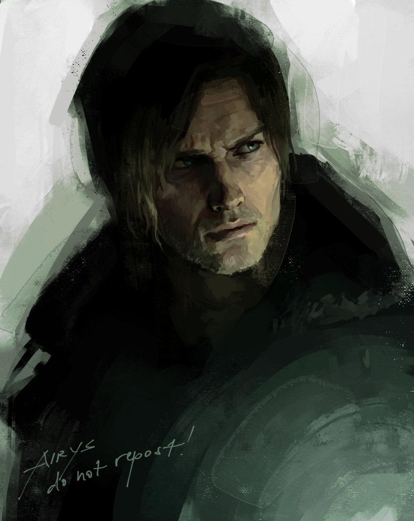 1boy, absurdres, airys_ooo, black_jacket, blue_eyes, brown_hair, closed_mouth, commentary