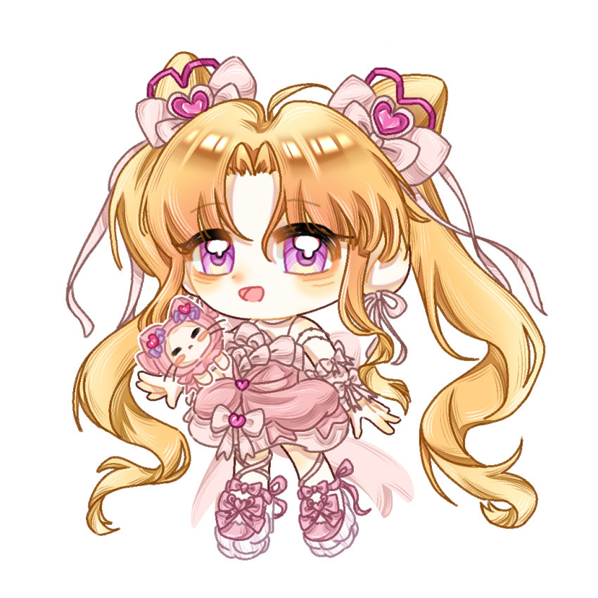 1girl, =_=, absurdly_long_hair, animal, ankle_bow, ankle_ribbon, arm_bow, arm_warmers