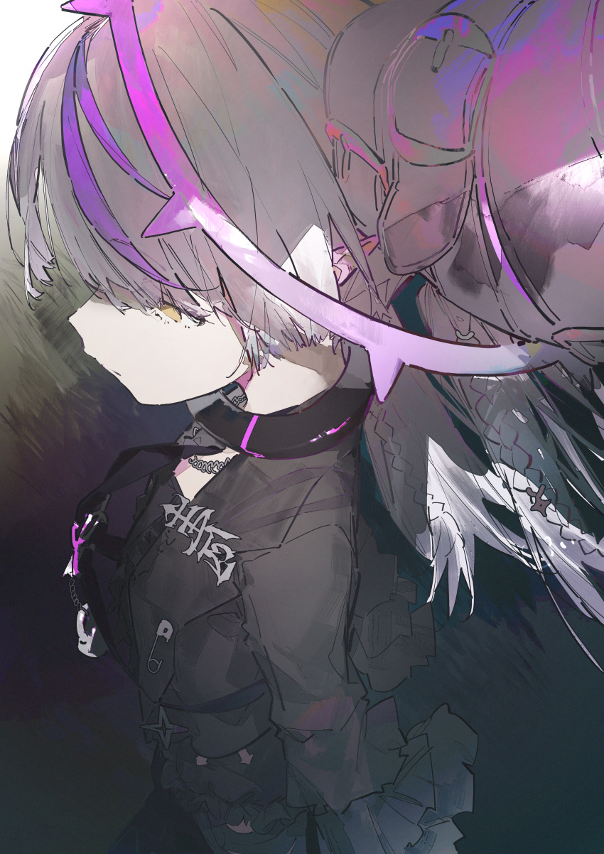 1girl, absurdres, commentary_request, demon_girl, demon_horns, halo, highres, hololive