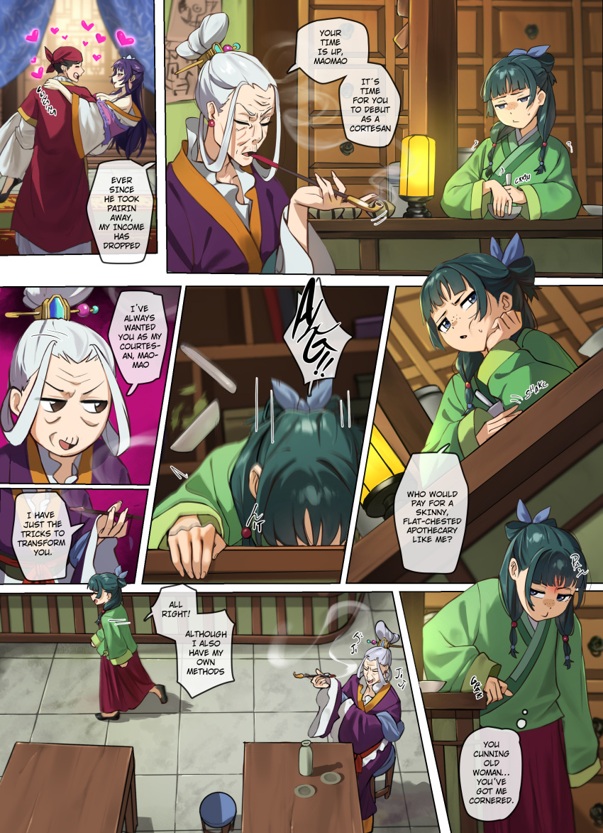 1boy, 3girls, absurdres, black_hair, blue_eyes, chinese_clothes, commentary, english_commentary