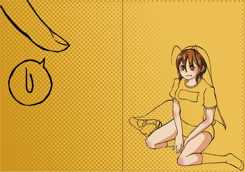 blanket, brown_eyes, brown_hair, bug_girl, buggirl, buruma, c8ch, cockroach
