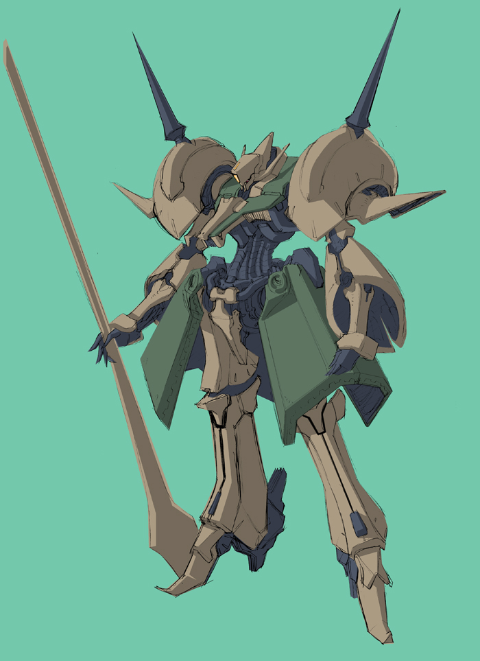 aoi_onion, beam_cannon, beam_rifle, commentary_request, energy_gun, gabthley, green_background, gundam