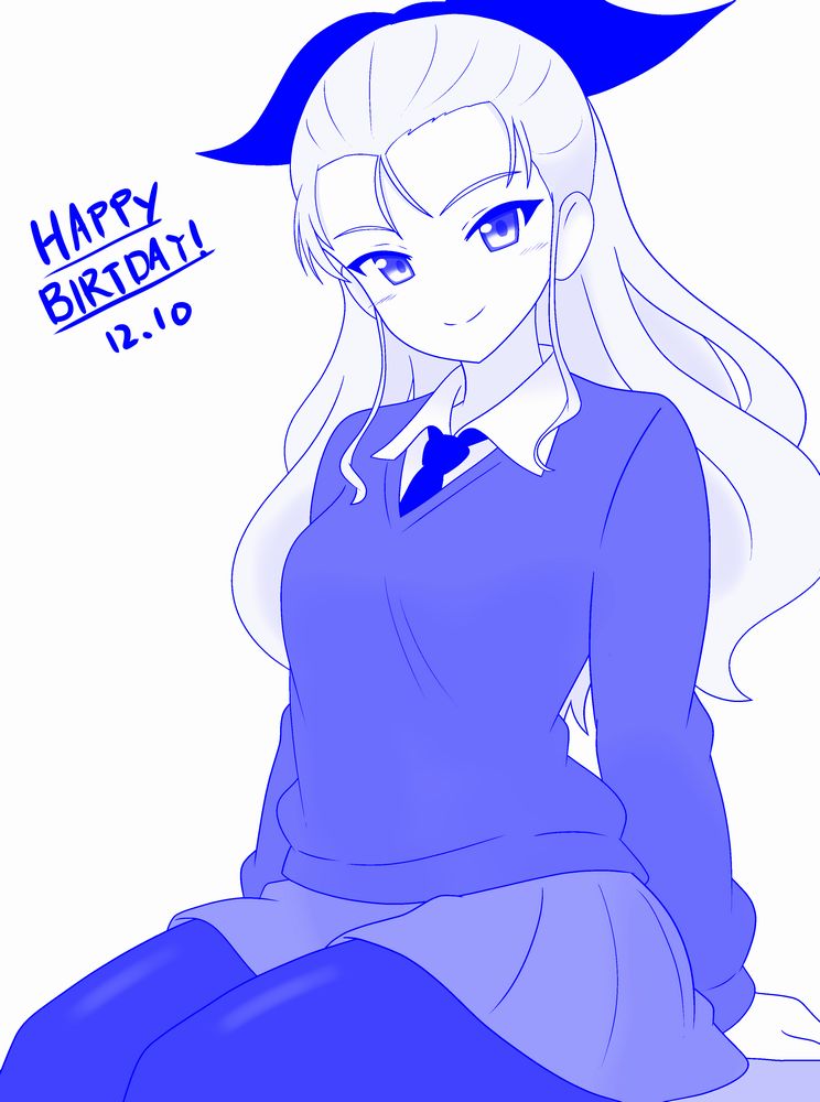 1girl, assam_(girls_und_panzer), birthday, blue_theme, closed_mouth, dated, dress_shirt, english_text