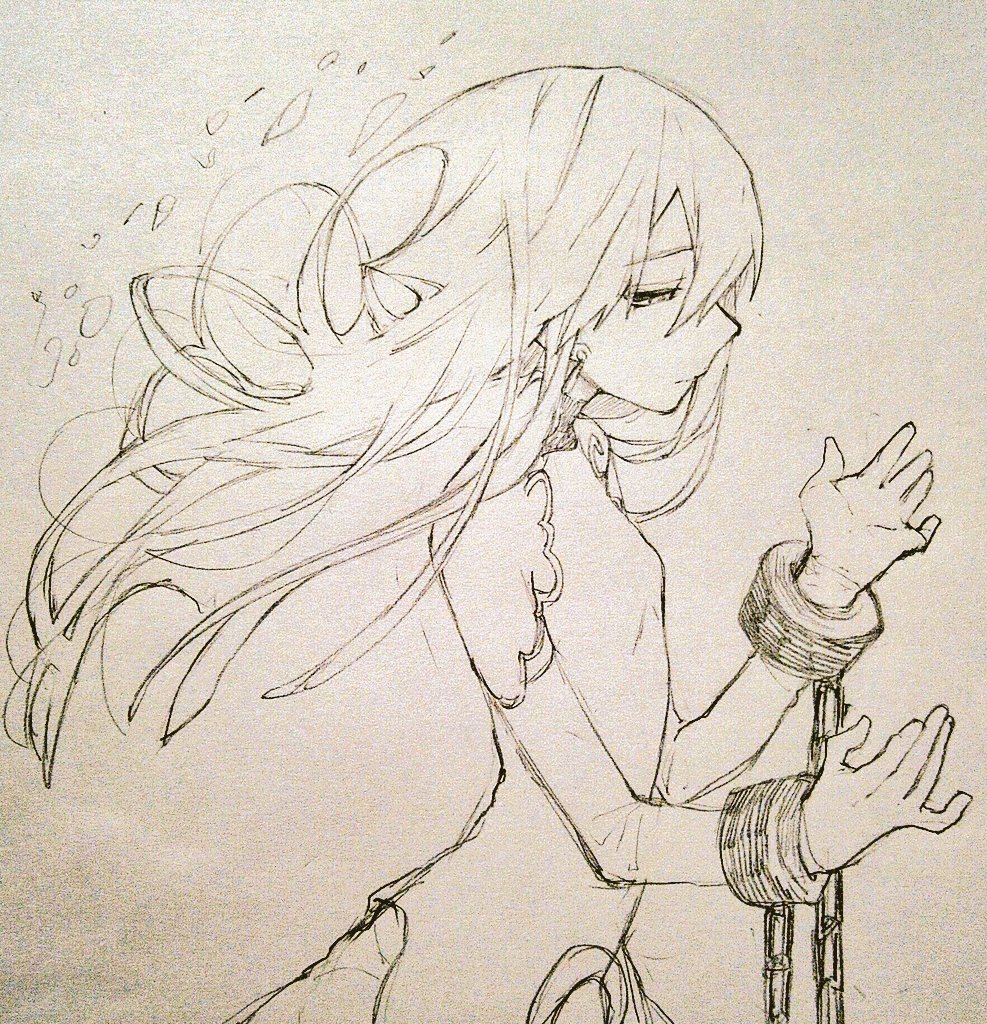 1girl, bare_shoulders, breasts, chain, closed_mouth, commentary_request, curly_(grimms_notes), curly_(original)_(grimms_notes)