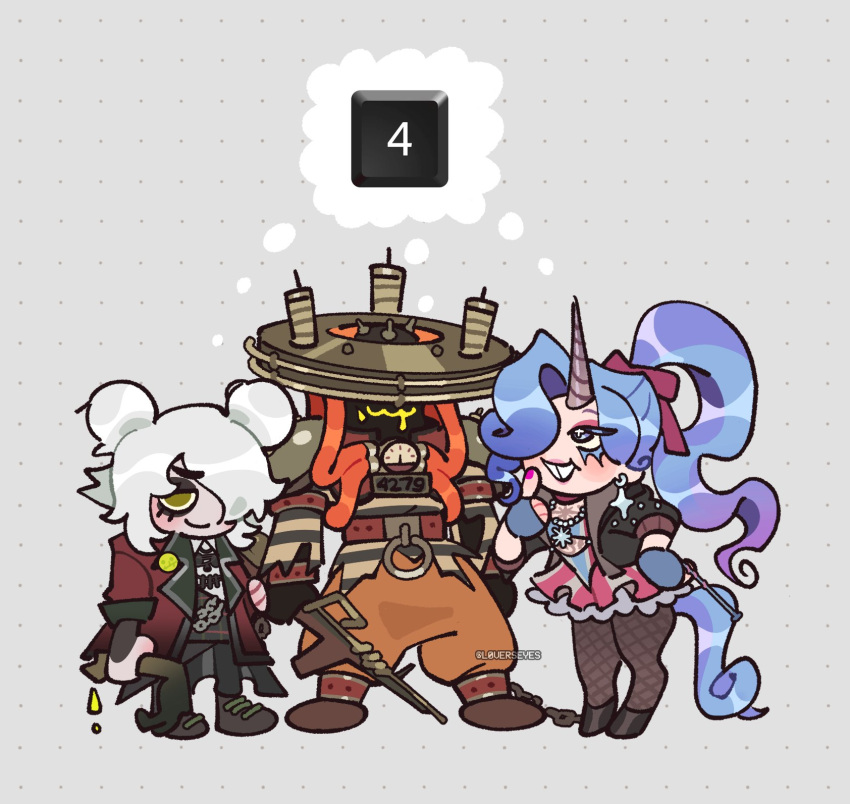 burnt, celeste_(deadlock), clothing_cutout, coil, cuffs, cutout_above_navel, deadlock_(game), double_bun