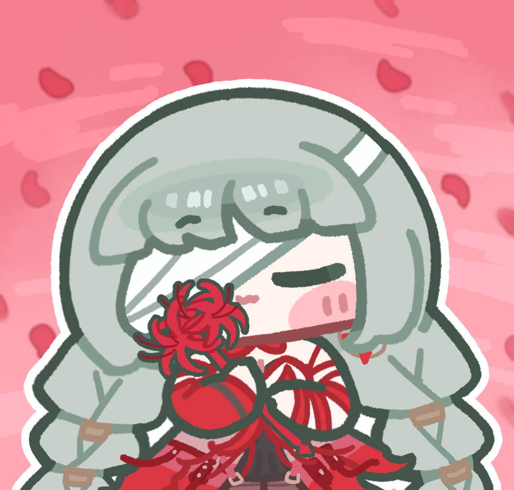 1girl, :3, bandaged_head, bandages, blunt_bangs, blush_stickers, chibi, chibi_only
