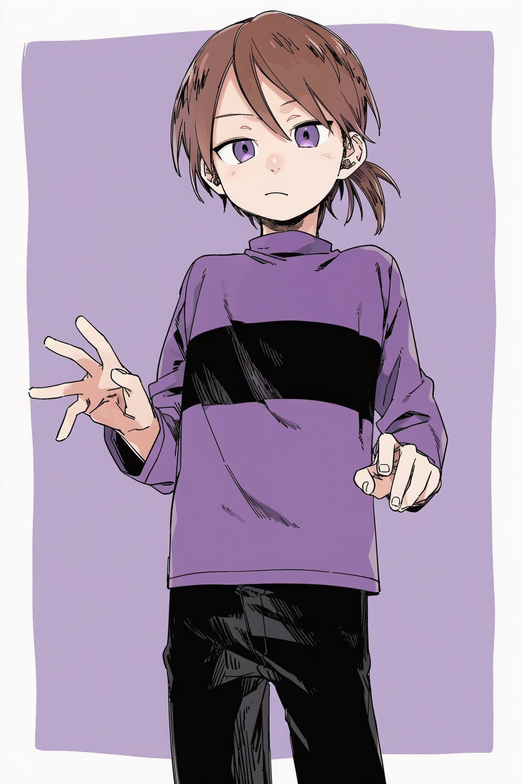 1boy, ai-assisted, bandit_(kuku88), black_pants, brown_hair, colokhan, commentary, english_commentary
