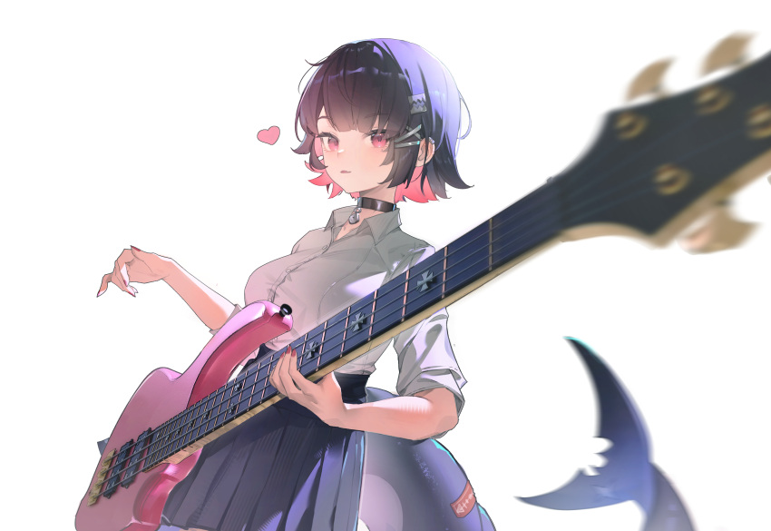 1girl, absurdres, black_choker, black_hair, black_skirt, breasts, chinese_commentary, choker