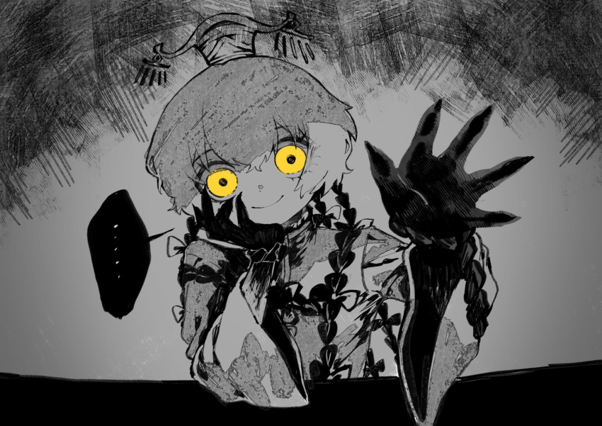 ..., 1boy, braid, bright_pupils, closed_mouth, commentary_request, guan_hat, head_tilt