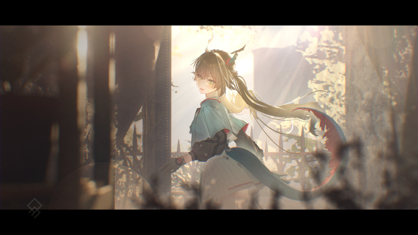 1girl, absurdres, arknights, arknights:_endfield, black_gloves, black_hair, black_shirt, blue_eyes