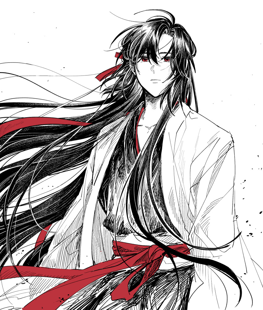 1boy, absurdres, ahoge, black_hair, black_hanfu, chinese_clothes, closed_mouth, coat