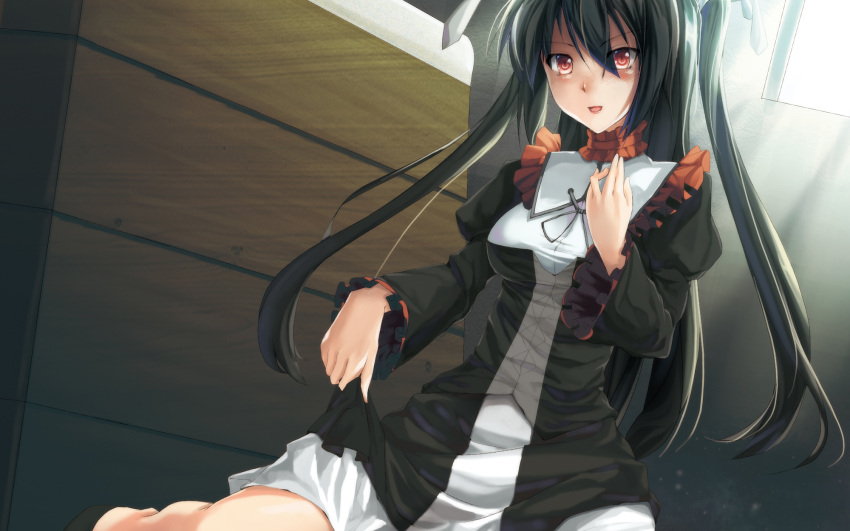 blackegg, blush, dress, gym_storeroom, hair_ornament, highres, long_hair, mayo_chiki!
