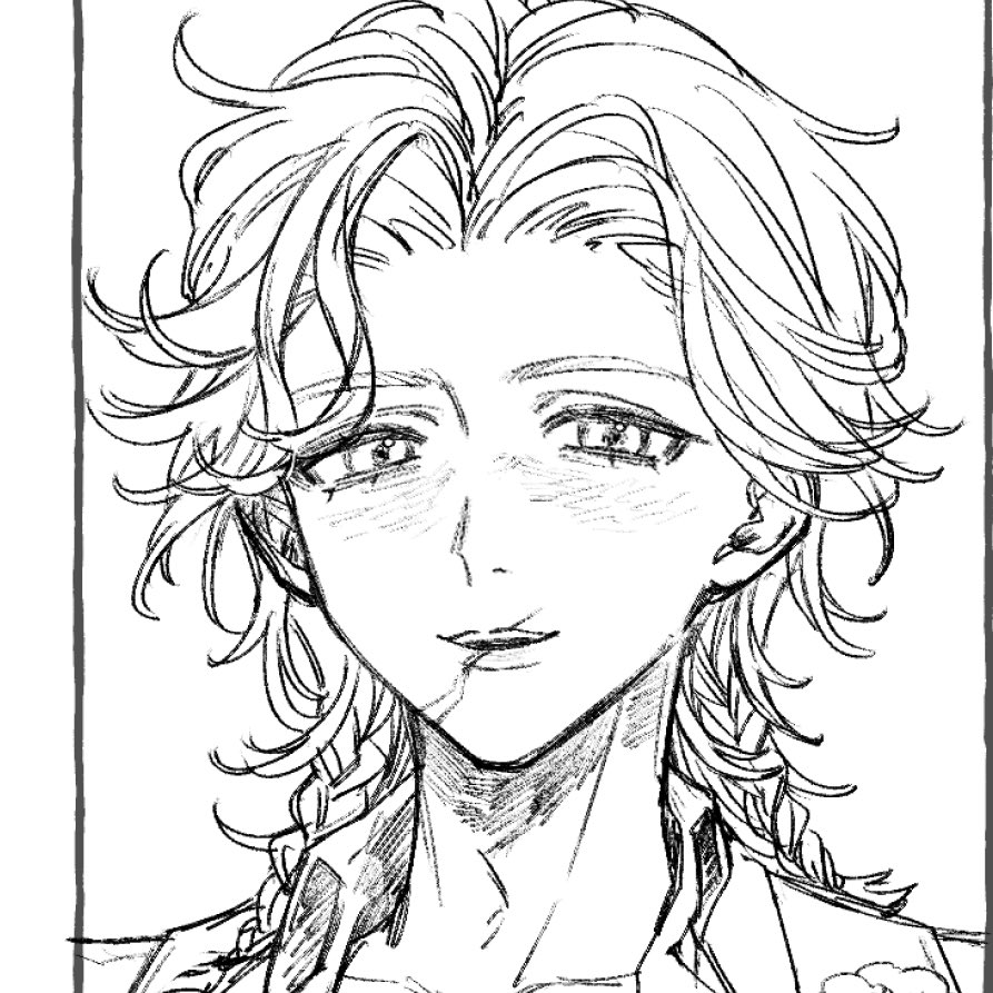 1boy, braid, commentary_request, greyscale, hair_intakes, hernando_romero, identity_v, long_hair
