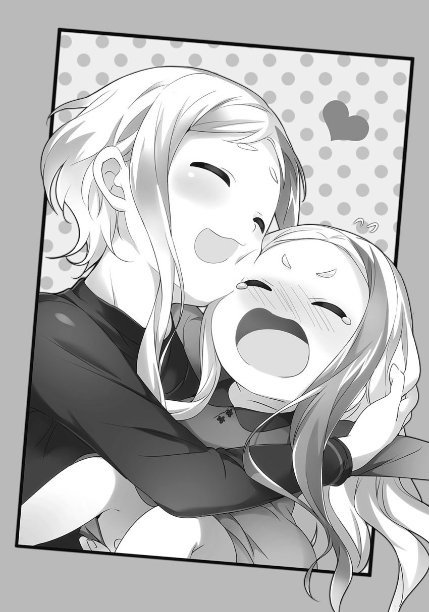 029, 2girls, :d, ^_^, acieth_alla, arras_ramus, blush, carrying
