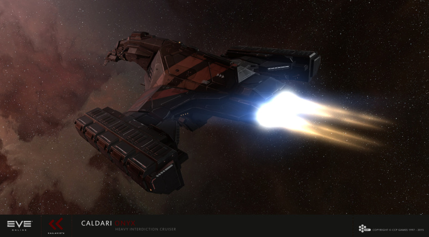 3d, advanced_ship_(eve_online), brown_background, caldari_state_(eve_online), clouds, commentary, company_logo, company_name