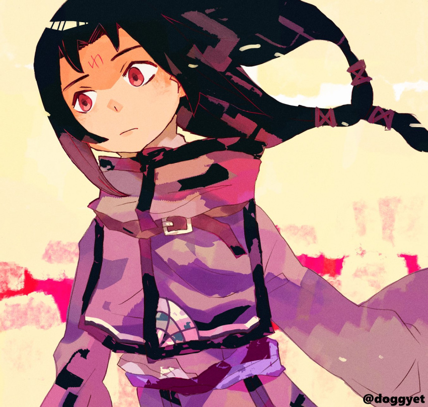 1boy, black_hair, capelet, closed_mouth, commentary, doggyet, facial_mark, fire_emblem