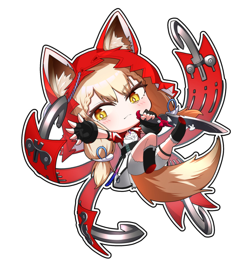 1girl, animal_ear_fluff, animal_ears, arknights, arknights:_endfield, black_boots, black_gloves, blonde_hair