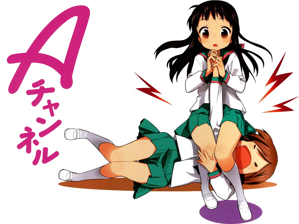 armbar, black_hair, brown_eyes, brown_hair, imai_yutaka, kuroda_bb, miho_(a_channel), noyama_miho