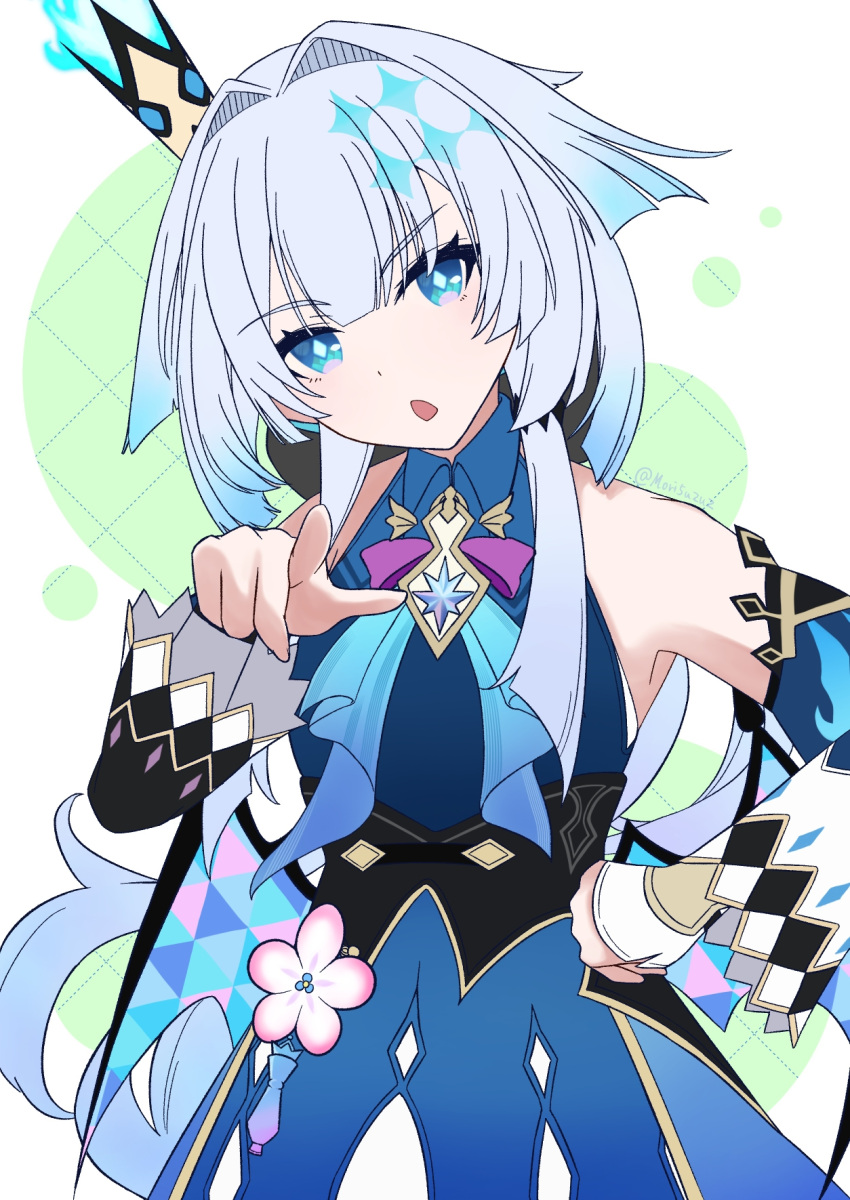 1girl, :o, alt_text, blue_dress, blue_eyes, blue_hair, cerydra_(honkai:_star_rail), commentary_request