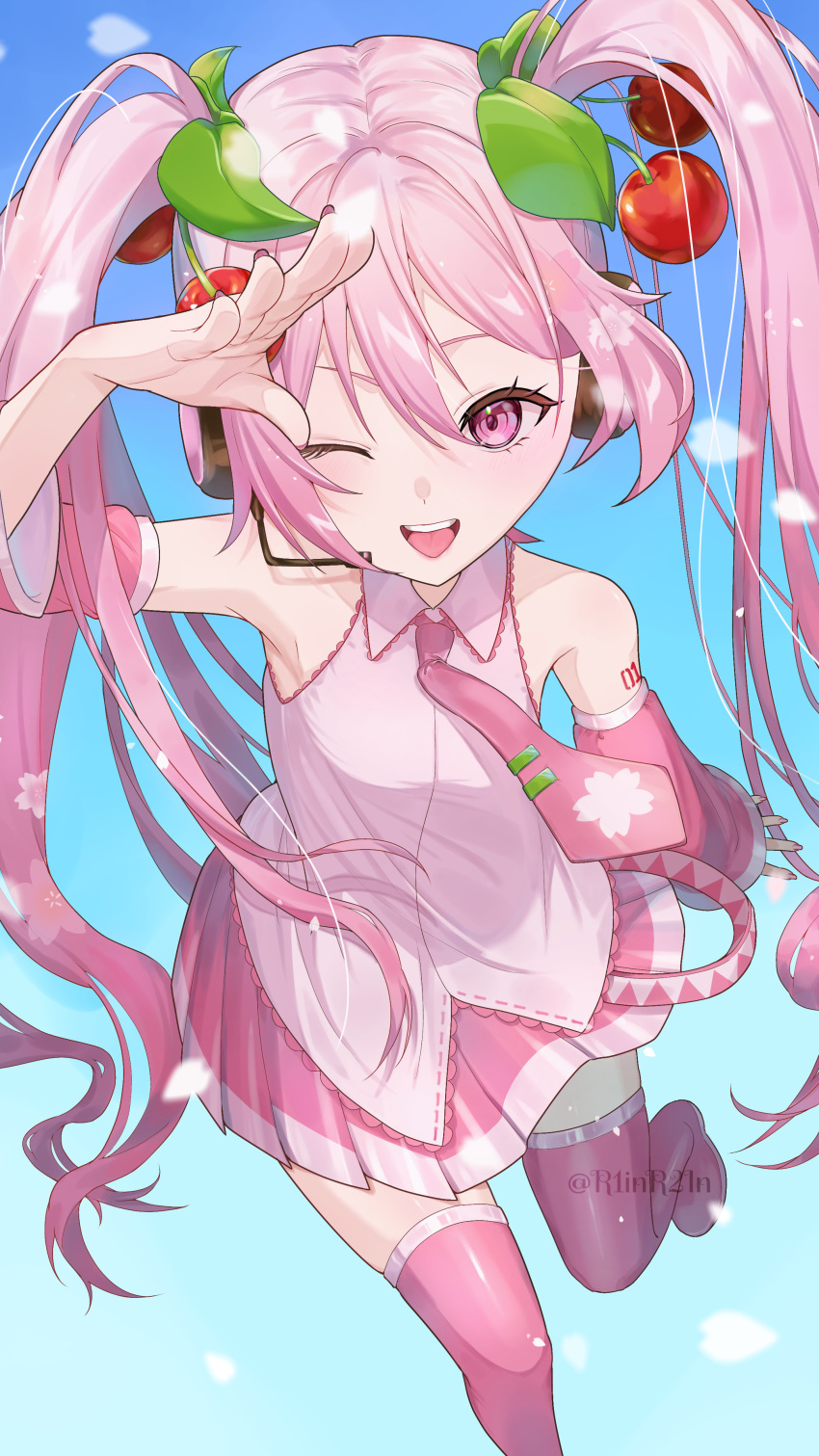 1girl, absurdres, arm_tattoo, bare_shoulders, blush, boots, breasts, cherry_hair_ornament