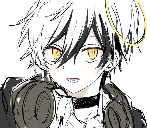 1boy, adnachiel_(arknights), arknights, black_choker, black_hair, black_hoodie, choker, collared_shirt