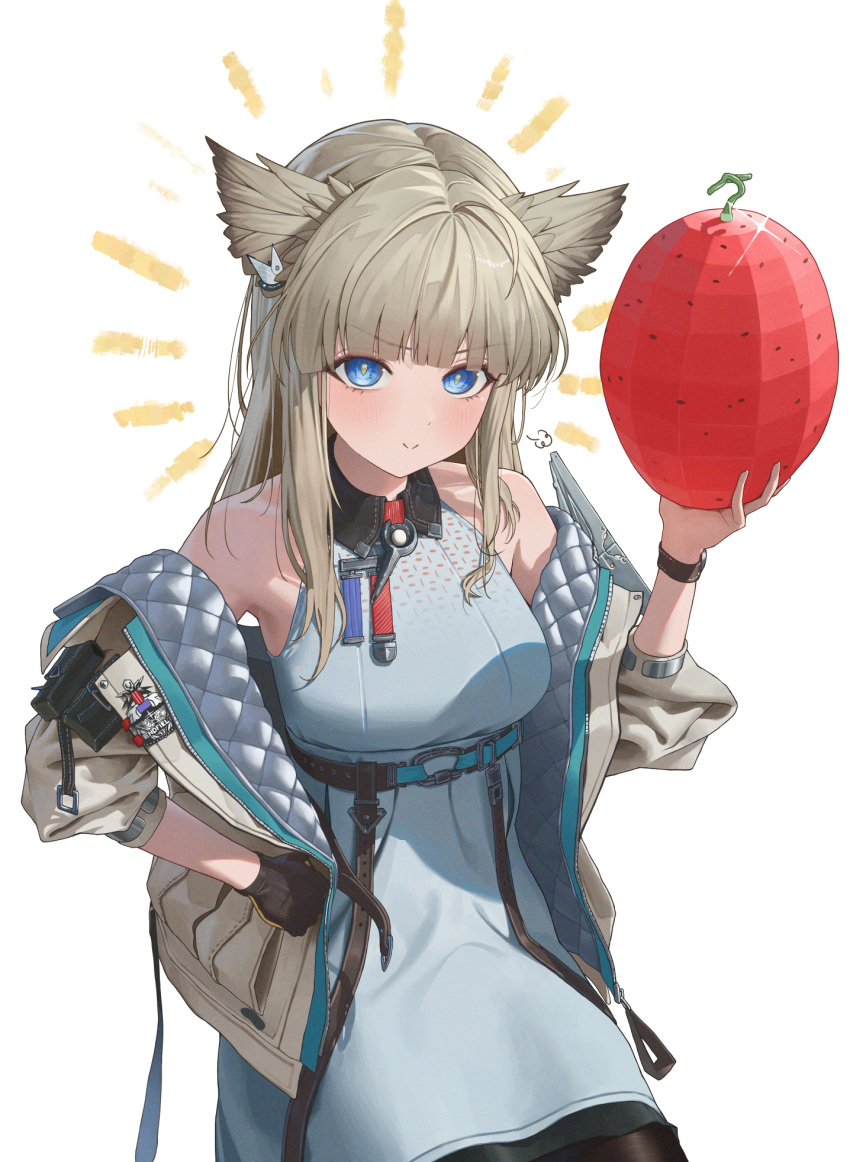 1girl, arknights, arknights:_endfield, bare_shoulders, black_pantyhose, blonde_hair, blue_eyes, c: