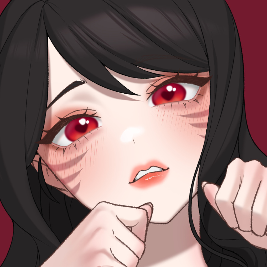 1girl, absurdres, black_hair, chloria77, commentary_request, commission, eyelashes, facial_mark