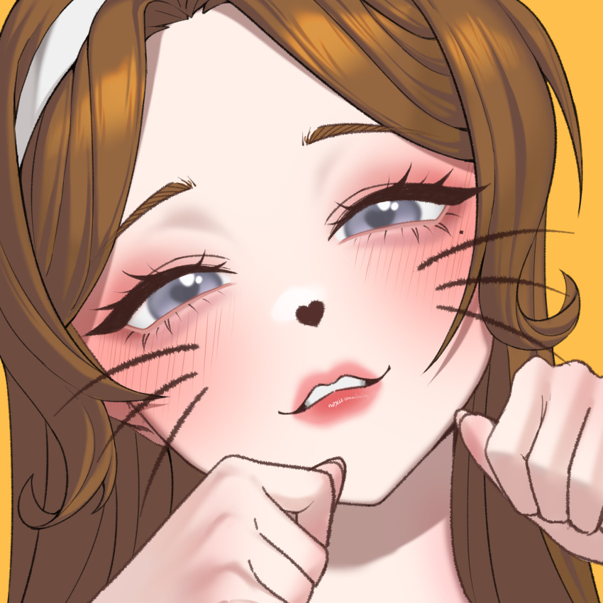 1girl, absurdres, animal_nose, brown_hair, chloria77, commentary_request, commission, drawn_nose