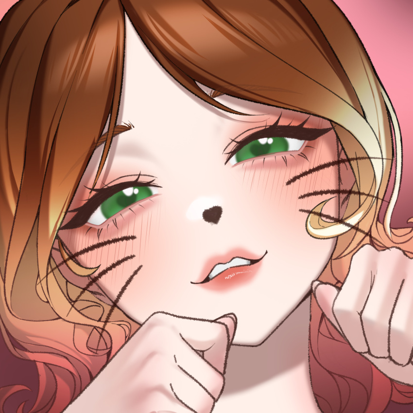 1girl, absurdres, animal_nose, brown_hair, chloria77, commentary_request, commission, drawn_nose