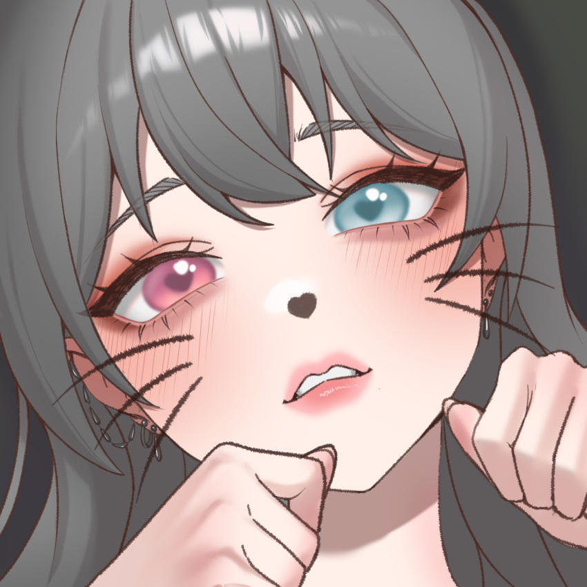 1girl, absurdres, animal_nose, blue_eyes, chloria77, choppy_bangs, commentary_request, commission