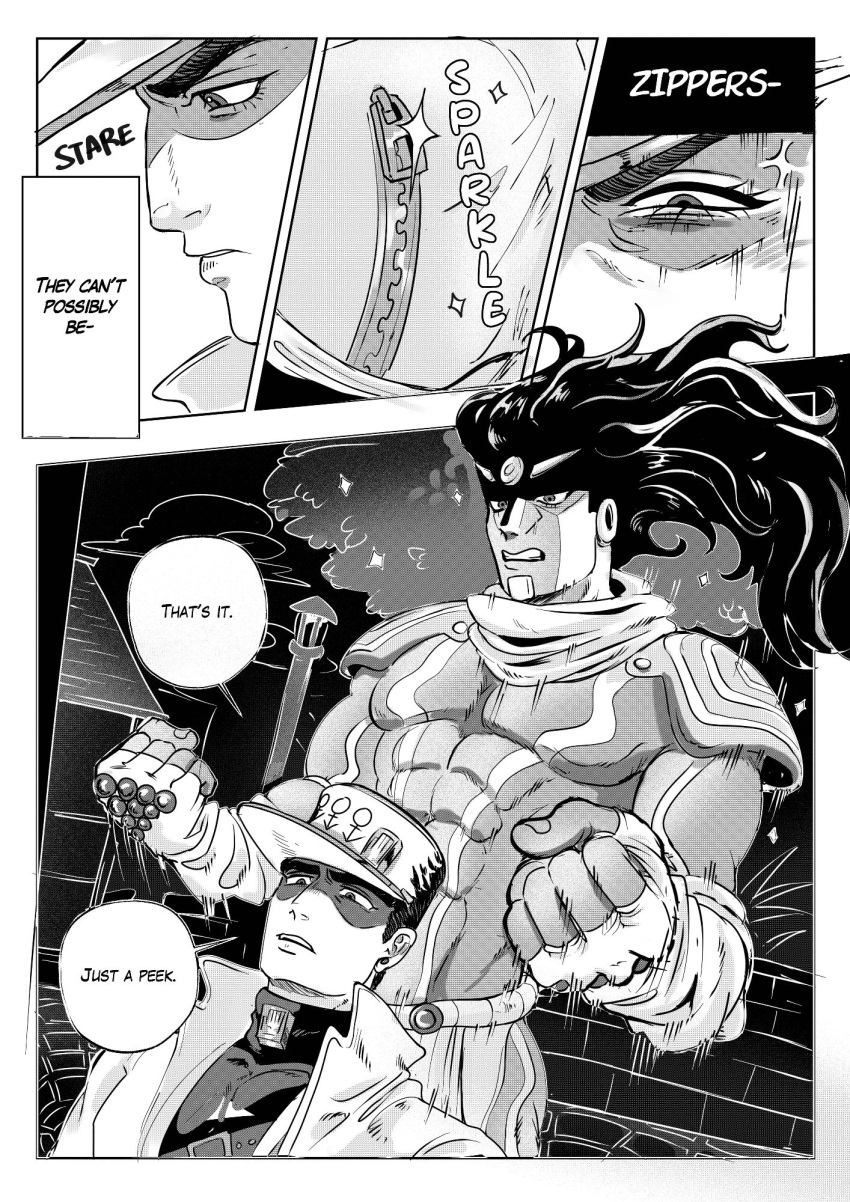 3boys, black_hair, clenched_hands, close-up, diamond_wa_kudakenai, greyscale, higashikata_josuke, highres