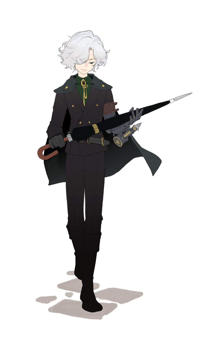 1boy, 35_7_9, belt, black_cape, black_pants, cape, closed_eyes, closed_mouth