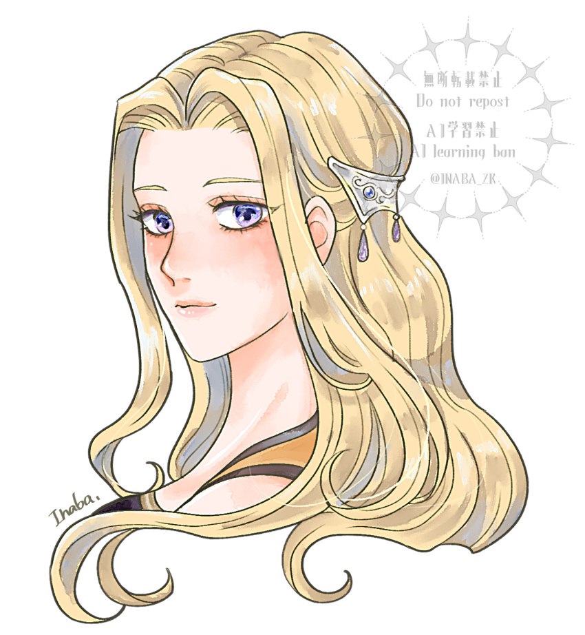 1girl, artist_name, black_shirt, blonde_hair, celes_chere, closed_mouth, commentary_request, final_fantasy