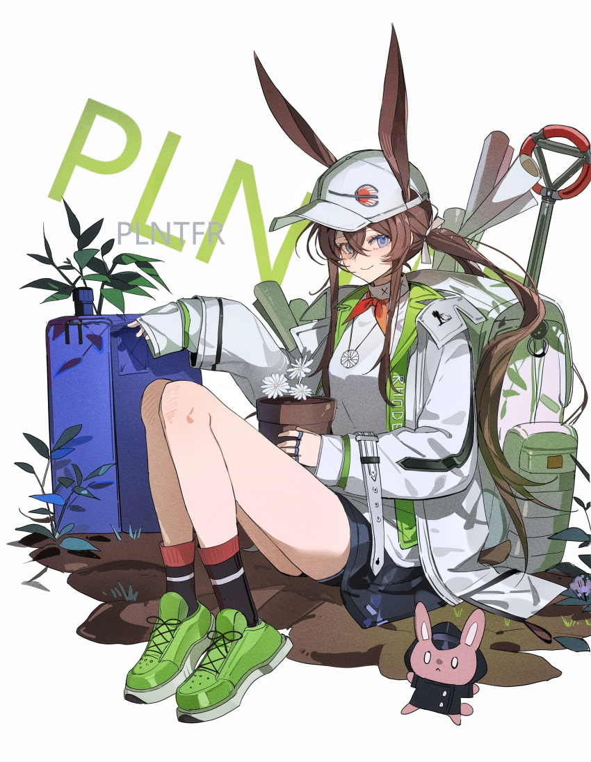 1girl, absurdres, amiya_(arknights), amiya_(seedsower)_(arknights), animal_ears, arknights, backpack, bag