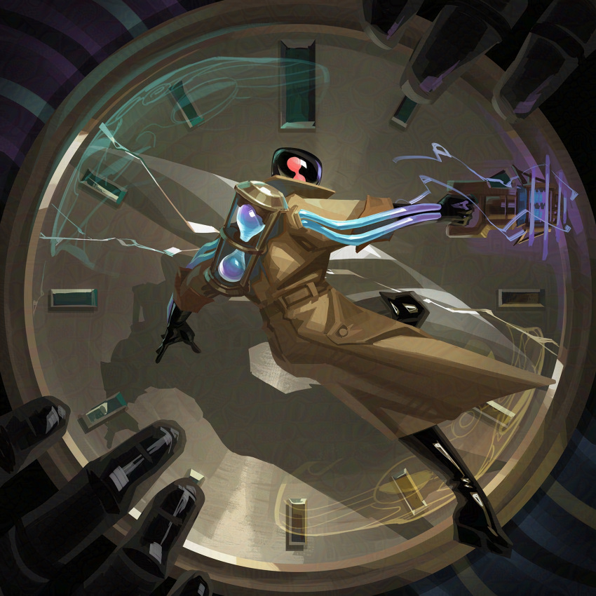analog_clock, brown_coat, clock, coat, deadlock_(game), gloves, gun, helmet