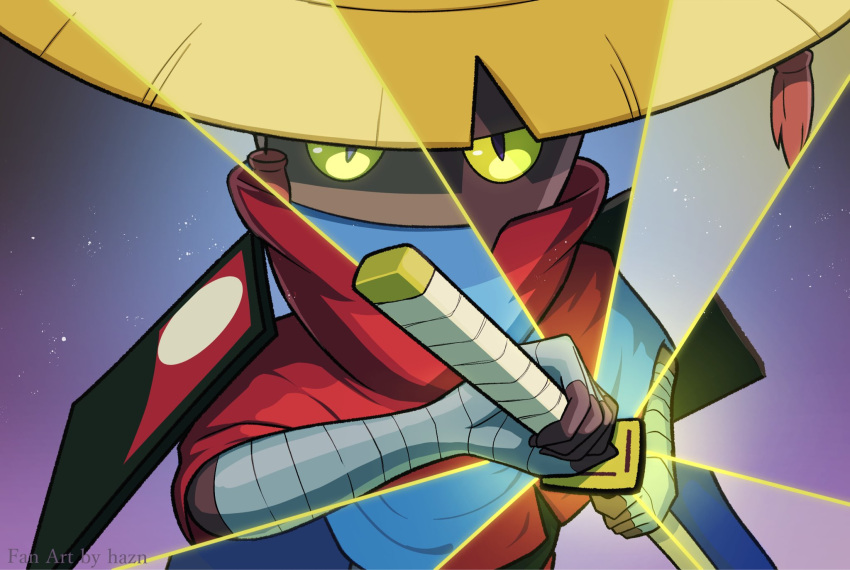 1boy, commentary_request, drawing_sword, haz_hazn, highres, holding, holding_sword, holding_weapon