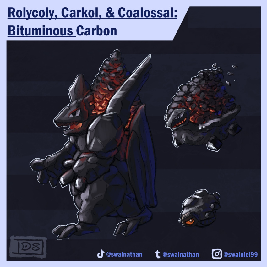 border, carkol, character_name, coal, coalossal, commentary, english_commentary, evolutionary_line