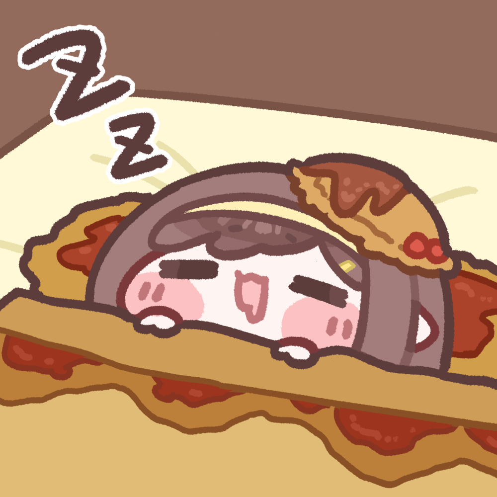 1girl, blush_stickers, brown_hair, check_food, chibi, chibi_only, drooling, food
