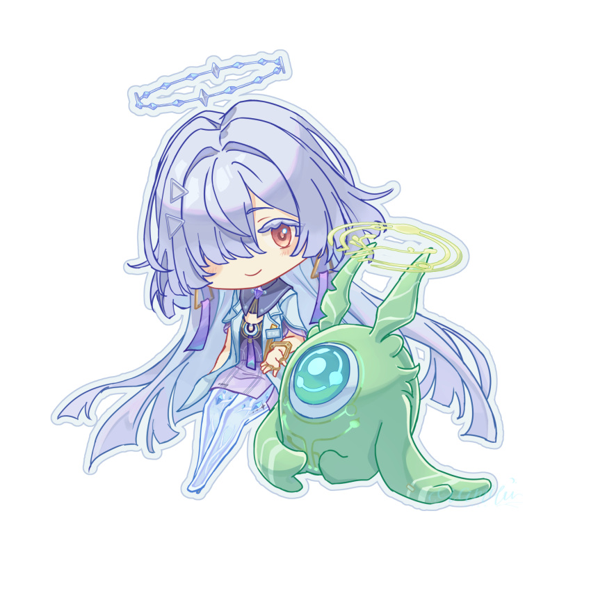 chinese_commentary, cicimilu, closed_mouth, colored_eyelashes, commentary_request, dress, grey_hair, hair_ornament
