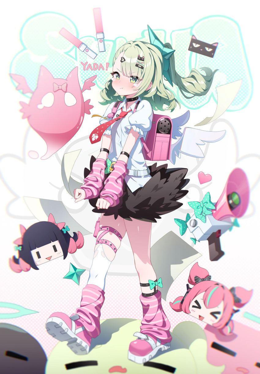 1girl, :t, absurdres, aria_(zenless_zone_zero), arm_warmers, bandaid, bandaid_hair_ornament, black_skirt