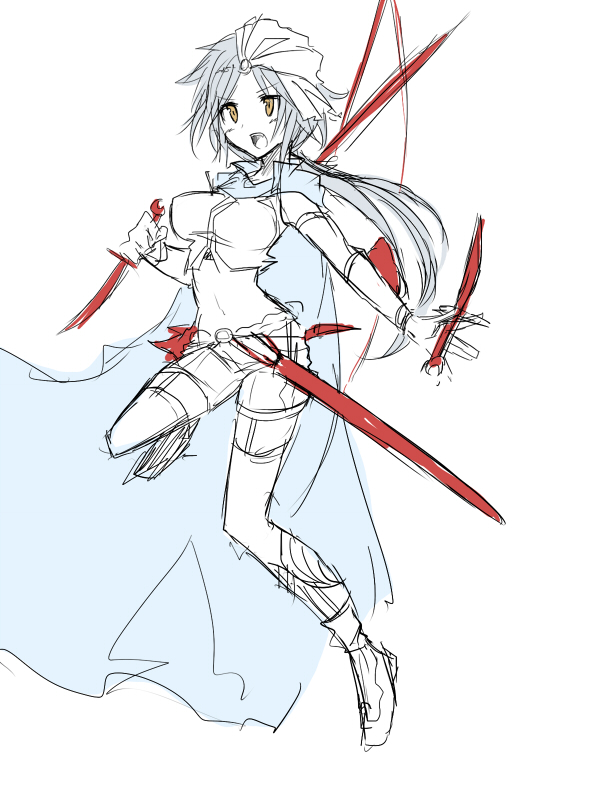 bandanna, brown_eyes, cape, dagger, female, final_fantasy, final_fantasy_ii, flat_color