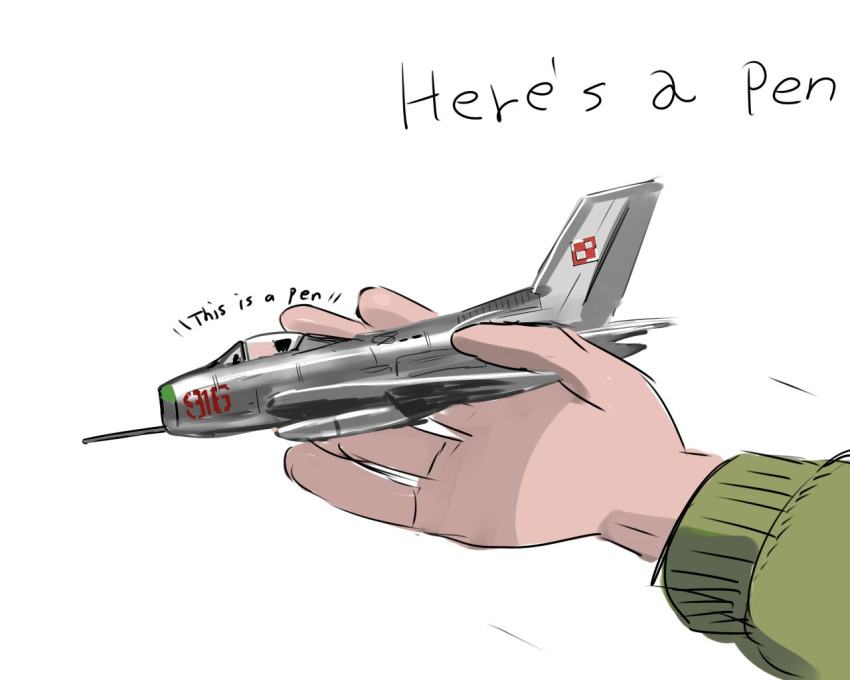 1other, aircraft, airplane, english_text, fighter_jet, holding, mig-19, military_vehicle