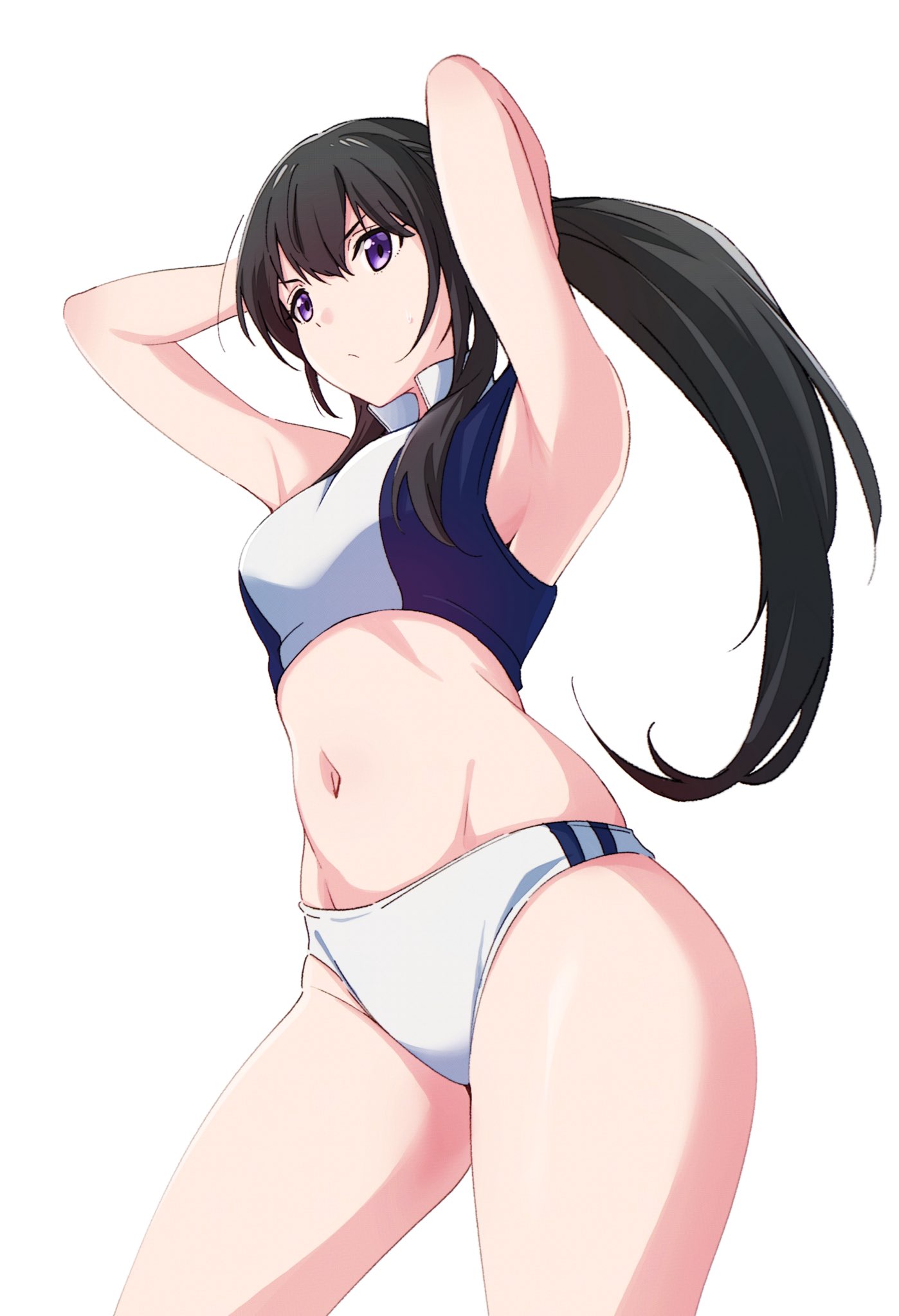1girl, armpits, black_hair, breasts, doublemengu, hashtag-only_commentary, highres, inoue_takina